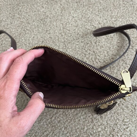 Brahmin Crossbody Wallet Purse Bag Brown Creme Croc Embossed - Picture 7 of 9